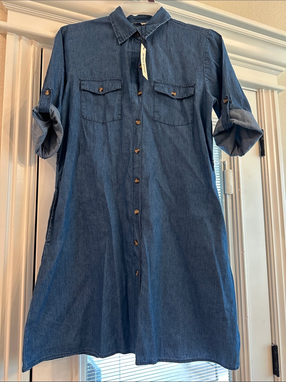 Denim Shirt Dress - Blue